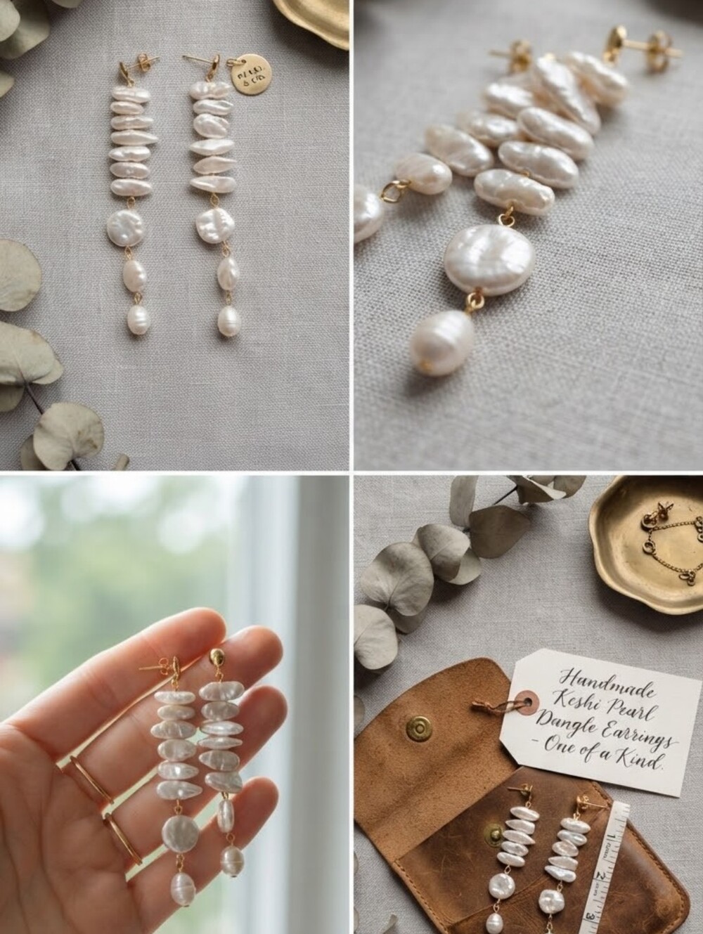 Gold-Tone Freshwater Pearl Drop Earrings - White Pearlescent